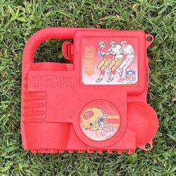 Vintage San Francisco 49ers NFL Thermos Plastic Red Lunch Box Collectible Item