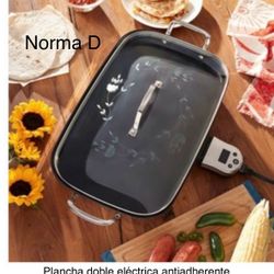 Plancha Doble Eléctrica  De Cerámica Antiadherente Nueva En Su Caja 