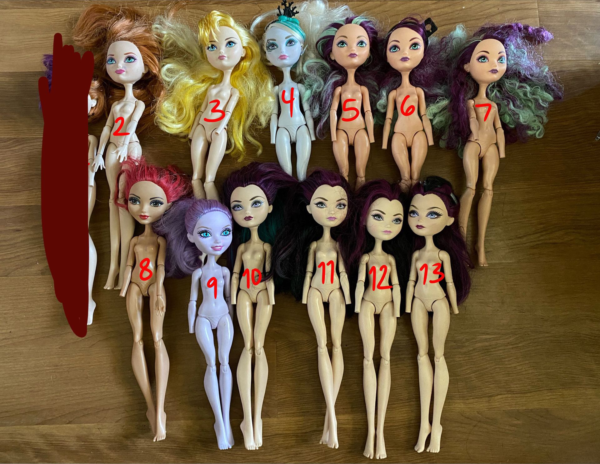 Ever after high doll lot of 12 for ooak