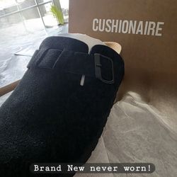 CUSHIONAIRE BLACK   Hana - Genuine Leather Suede Classic Clog Womens. Cross posted