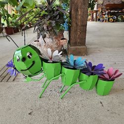 Caterpillar Metal Yard Art. $55 each. Planters, Plants, Pottery, Talavera, Clay Pots.