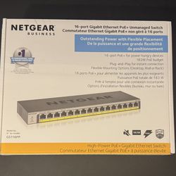 NETGEAR GS116PP 16-Port Gigabit Unmanaged Rack-Mountable 183W PoE+ Switch