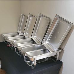 4 Pack Chafing Dish Buffet Set 10 Quart Stainless Steel Complete Chafer Set 