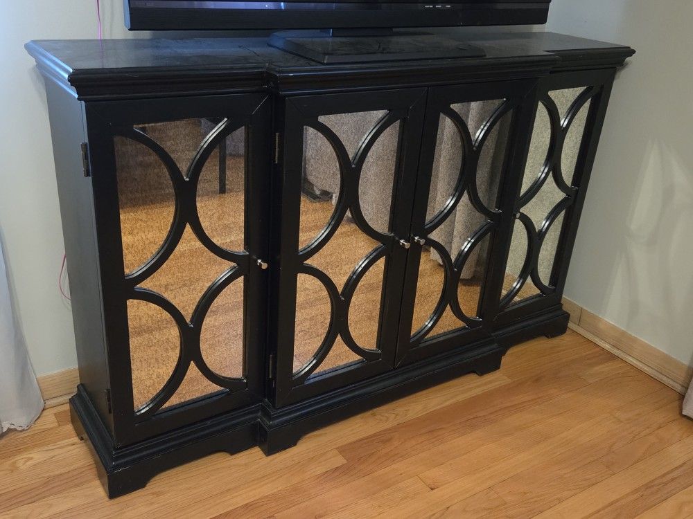 Black And Mirror Credenza And Wall Mirror