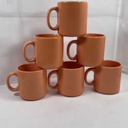 Vintage Orange Mug Set Of 6 / Price For All 