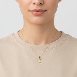10K Yellow Gold Letter "Y" Nugget Pendant