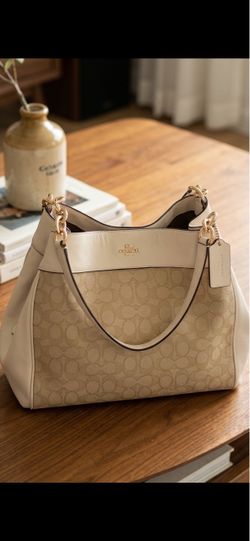 Coach Lexy Shoulder Bag in Signature Canvas and Chalk Leather