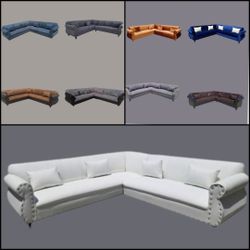 BRAND NEW 9x9ft SECTIONAL SOFA COUCH,  WHITE LEATHER, CUSTOM MADE 