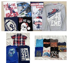 Lot of 17 - Boy short/long sleeve shirts Size 7-8