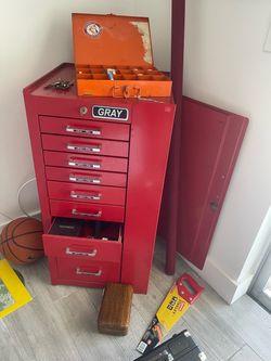 grey tool locker chest vintage
