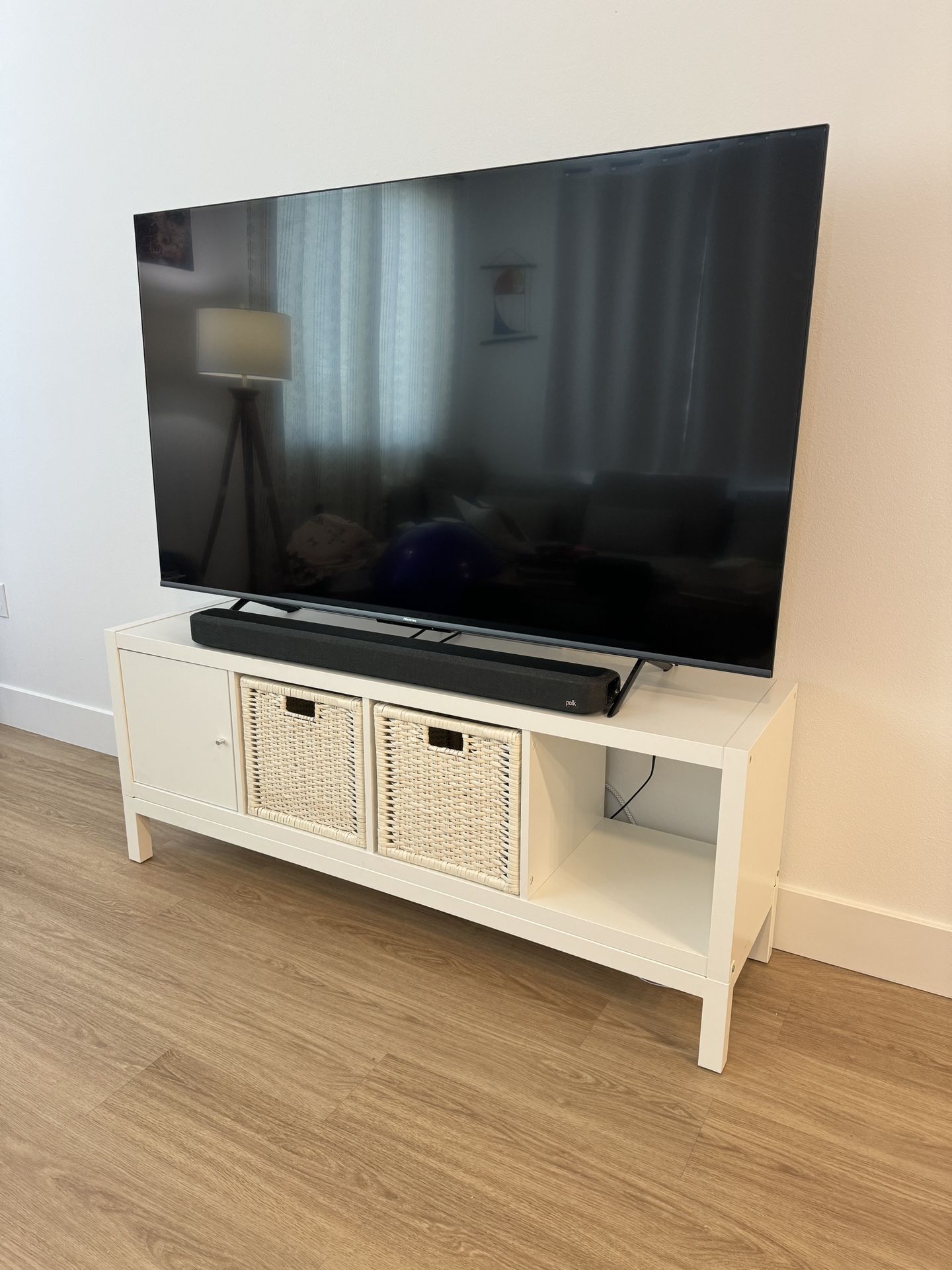 IKEA Kallax Console Shelf Unit With Underframe/Door/Baskets