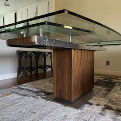 Scandinavian Designs Ragnar Glass Dining Table With Leaf Extensions 