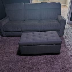 Three Seater Sofa With Power Recliner And Ottoman 