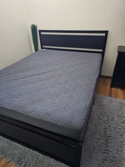 Queen Mattress, frame, headboard and foot board.