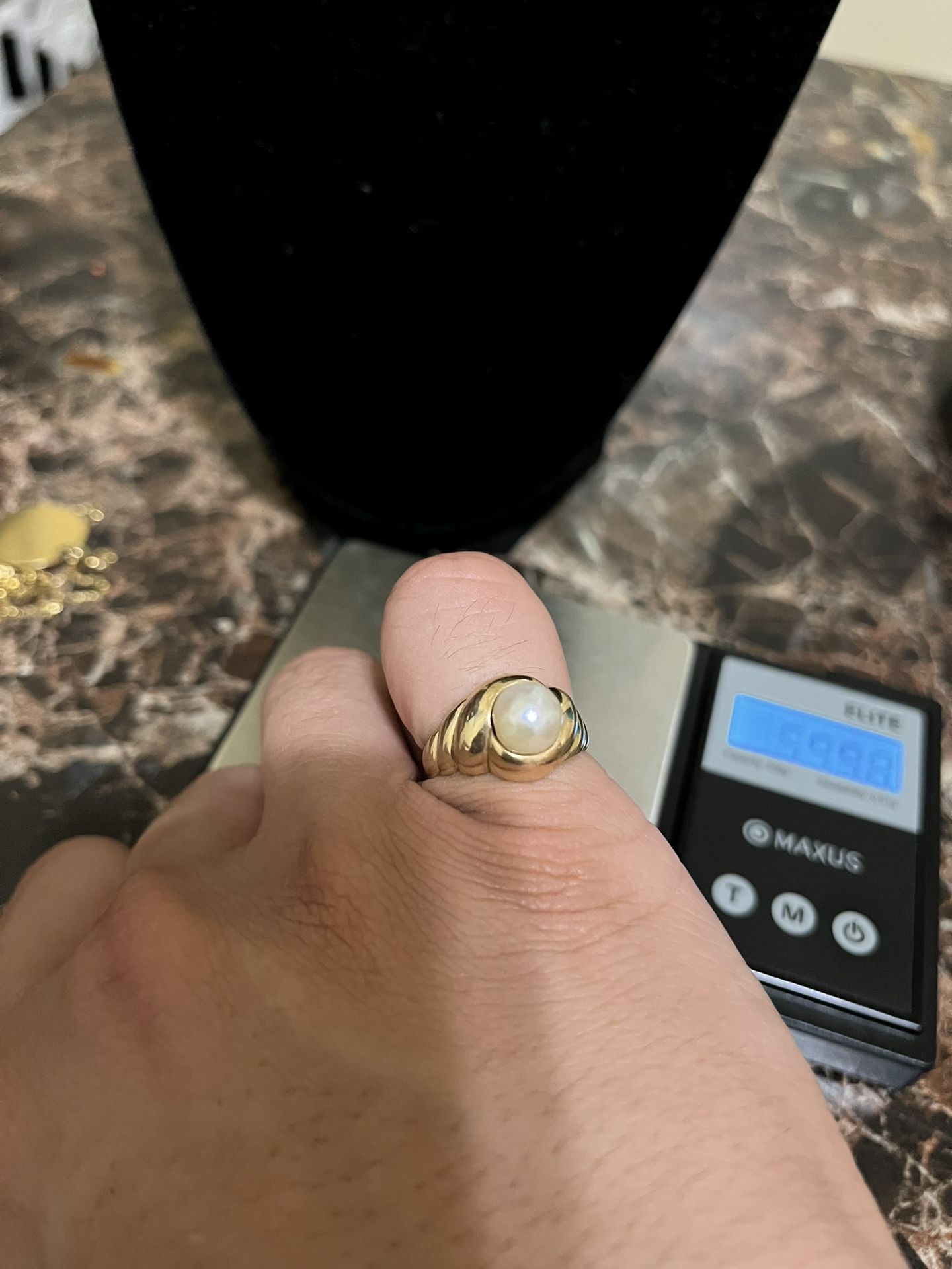 14K SOLID GOLD REAL PEARL RING