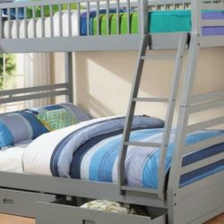 Bunk bed Twin Full with Storage drawers Free Mattress NAVY OR GRAY