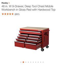 46 inch 9 drawer husky deep tool chest Mobile Workbench red