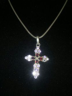 Sterling silver Cross.real Stone Stering Silver Chain.