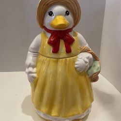 Vintage ceramic Myra Duck cookie jar. 12x7 inch. Easter / spring/ retro/ MCM / cottage/ farmhouse.