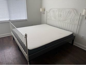 King size bed with mattress. It’s available now