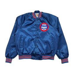 Vintage Chicago Cubs Satin Jacket Large L Mens Blue Bomber Sweatshirt Locker 90s