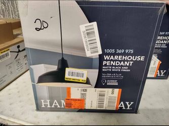 Hampton bay 16" warehouse pendant light fixture in matte black, multiple available
