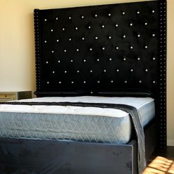 Brand New Black Queen Size 6foot Tall Bed Frame With New Mattress/Fast Delivery