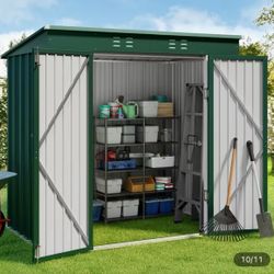 New 4x6 Ft Metal Storage Shed—-green
