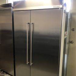 Kitchen Aid 48” Wide Stainless Steel Side By Side Refrigerator 