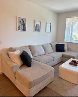 Large Light Gray U-Shaped Sectional Sofa