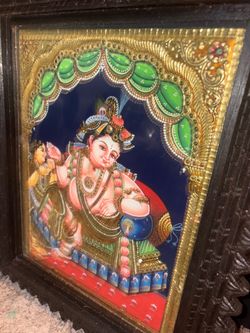 Tanjore Painting Baby Krishna Framed Art