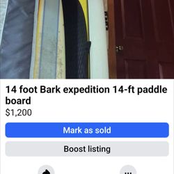 PADDLE BOARD Slightly used bark 14-ft paddle board. Great shape