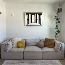 Beige World Market 3 Seater Sofa