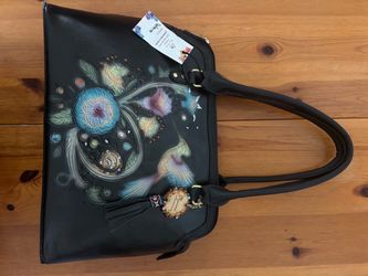 Valerio Hand-Painted Black Leather Tote Bag