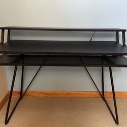 OSP Home Furnishings Glitch Battlestation Gaming Desk With Bluetooth LED Lights