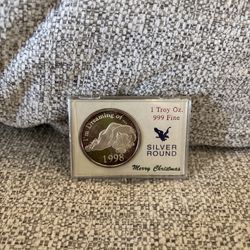 1998 I'm Dreaming Of 1 oz Silver 0.999 - Christmas Cat 