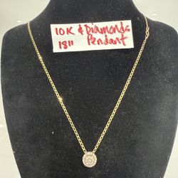 10K Solid Gold Chain and Pendant With NATURAL DIAMONDS 💎 STONES For Wedding 18 Inches Long 