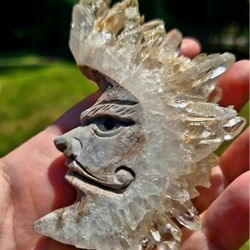 Handcarved Quartz Cluster Moon