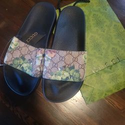 Women's Green Gucci Blossom Sandals/Slides