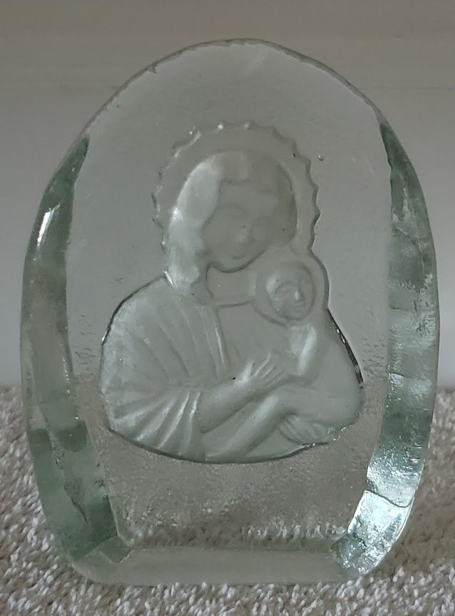 Recycled Glass Prism Vintage Madonna Paperweight