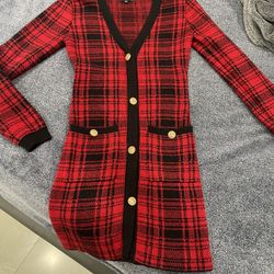 Plaid Sweater Mini Dress 