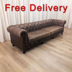 Restoration Hardware RH Kensington Tufted Leather Chesterfield Sofa