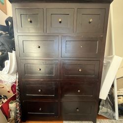 Espresso Stained Redwood 11 Drawer Dresser