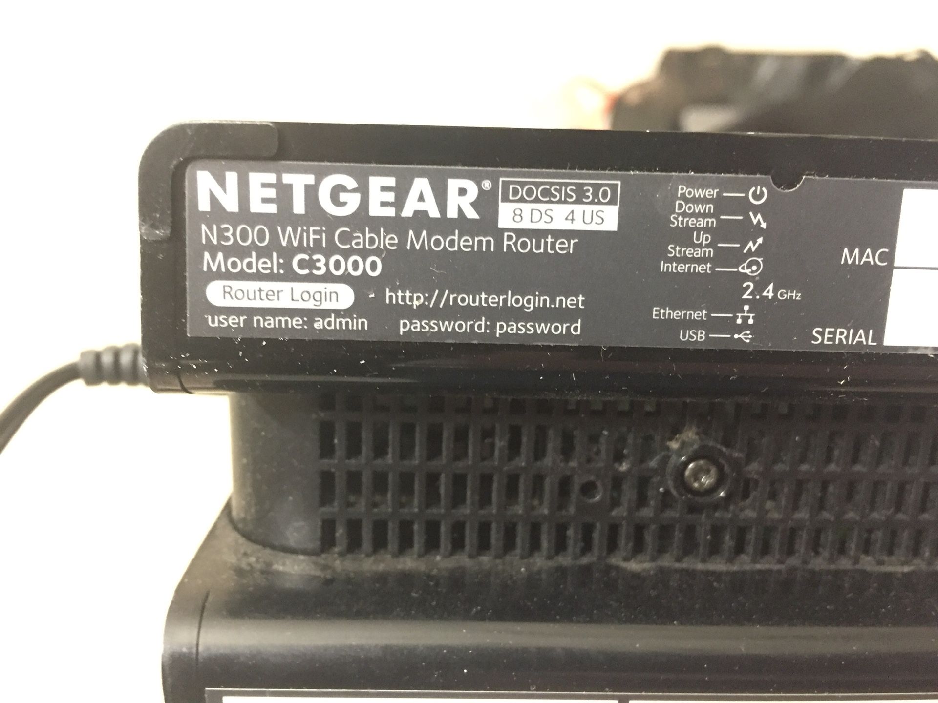 Netgear C3000. Modem with WiFi Router