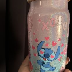 Stitch And Angel Glass Jar Tumbler