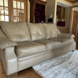 Beige Natuzzi Editions Leather Sofas