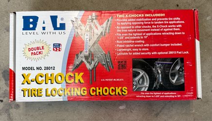 BAL X-Chock Tire Locking Chocks Double Pack – RV Trailer Stabilizer – Made in USA