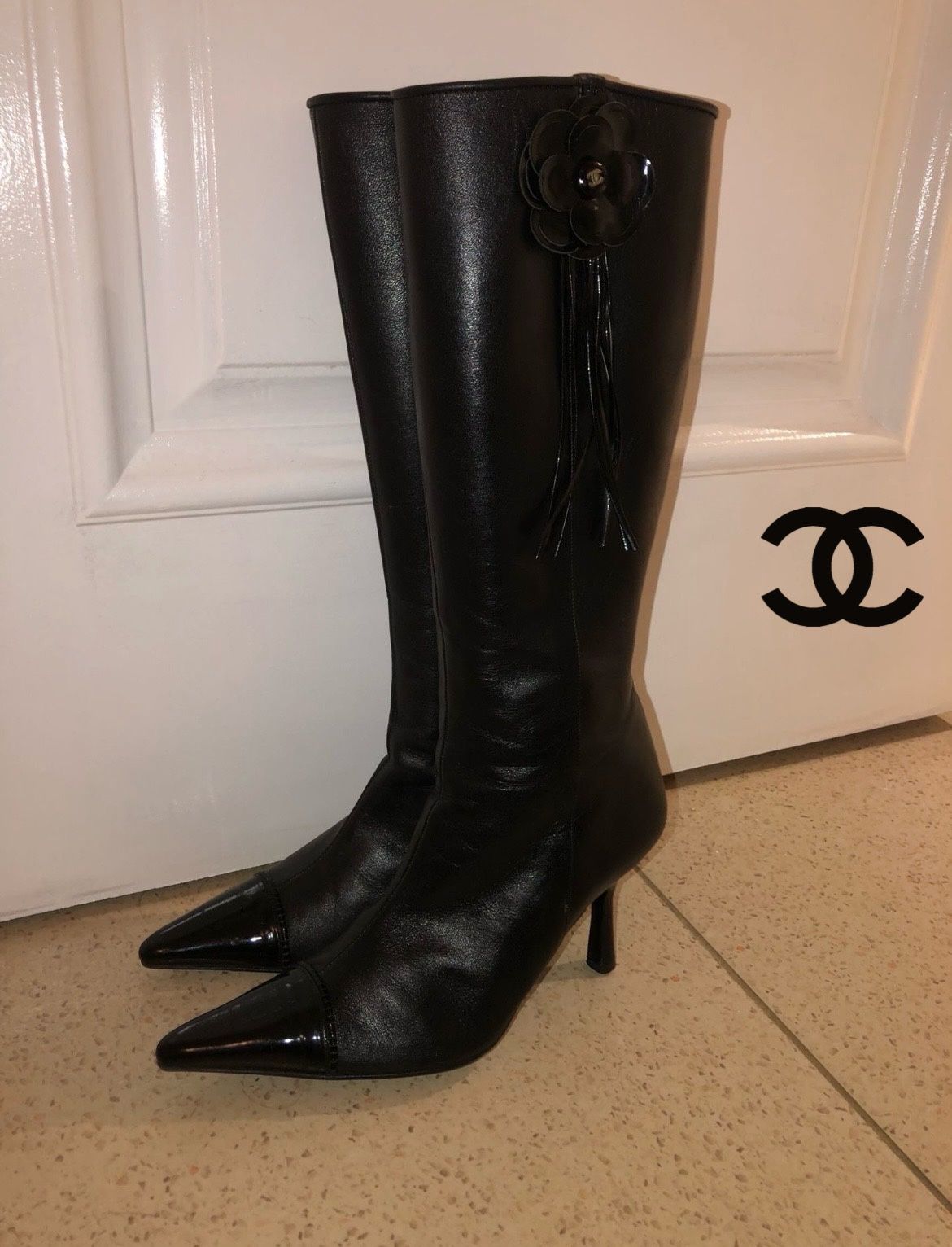CHANEL Leather Knee-High Boots