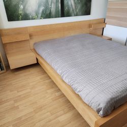 Ikea malm queen bed with night stands - platform bed, no box spring required