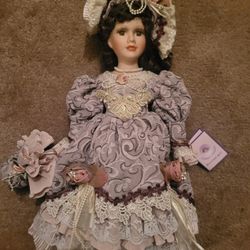 18" Goldenvale Collection Porcelain Doll & Stand 